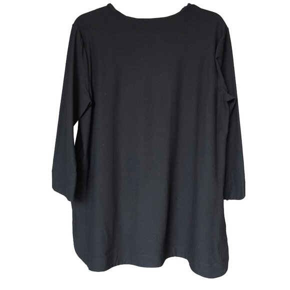 Eileen Fisher Black Stretch Tunic Top 3/4 Sleeve Goth Minimalist Viscose Tee - Picture 4 of 8